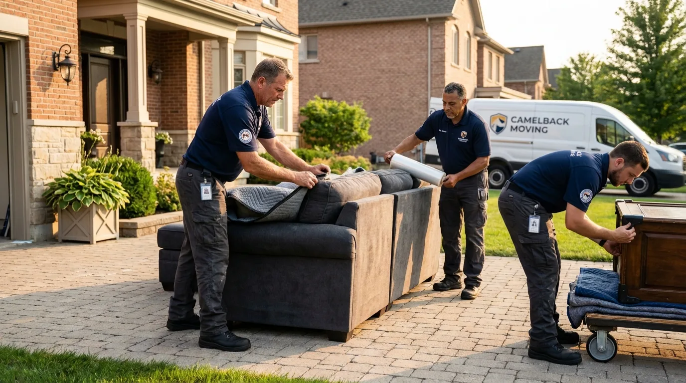 Large estate moving crew wrapping furniture in Jessup, PA
