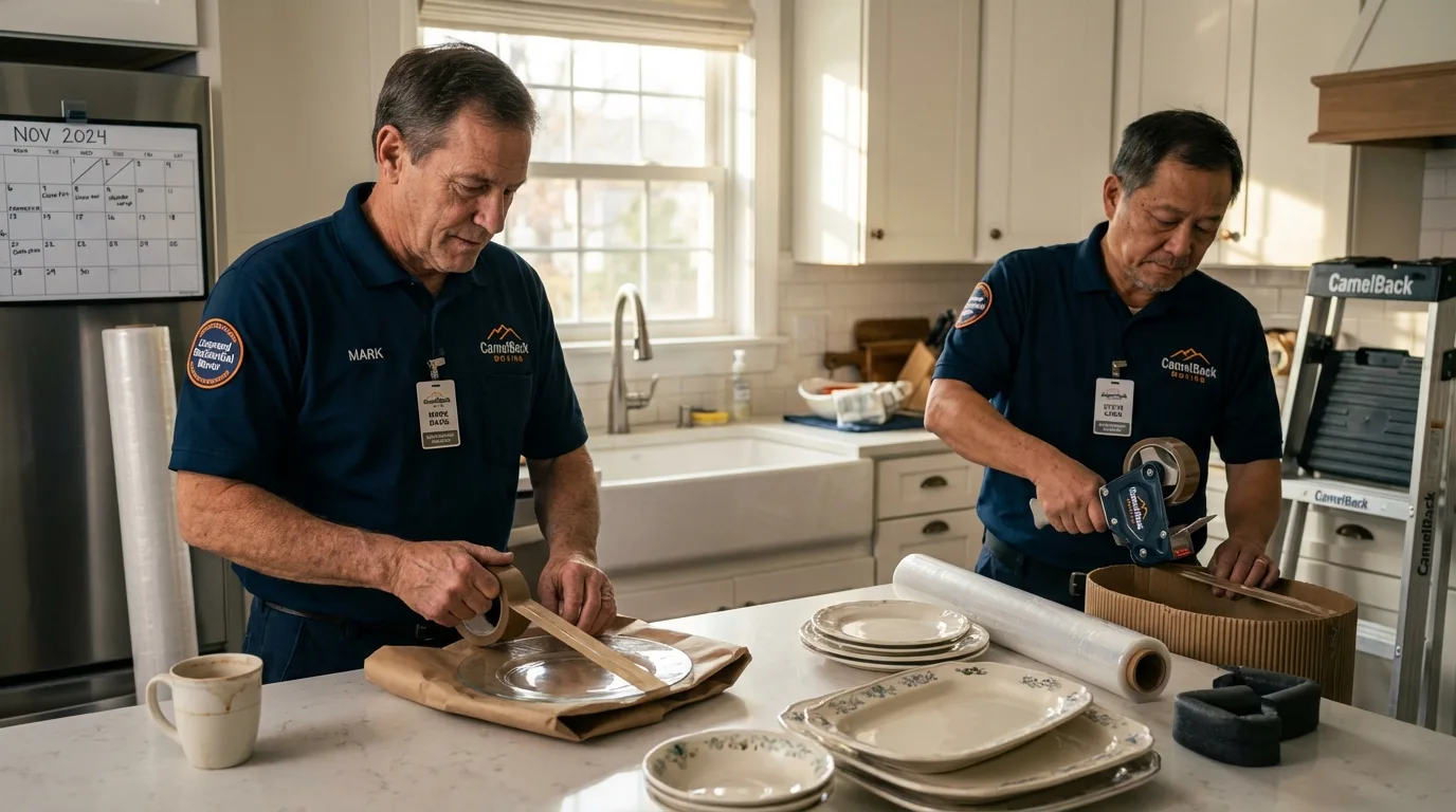 Professional crew packing kitchen dishware in Jessup, PA